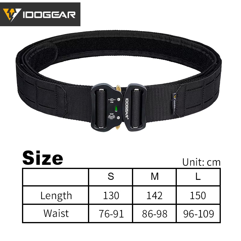IDOGEAR Tactical Belt – MOLLE Laser-Cut Combat Belt with Quick Release Metal Buckle
