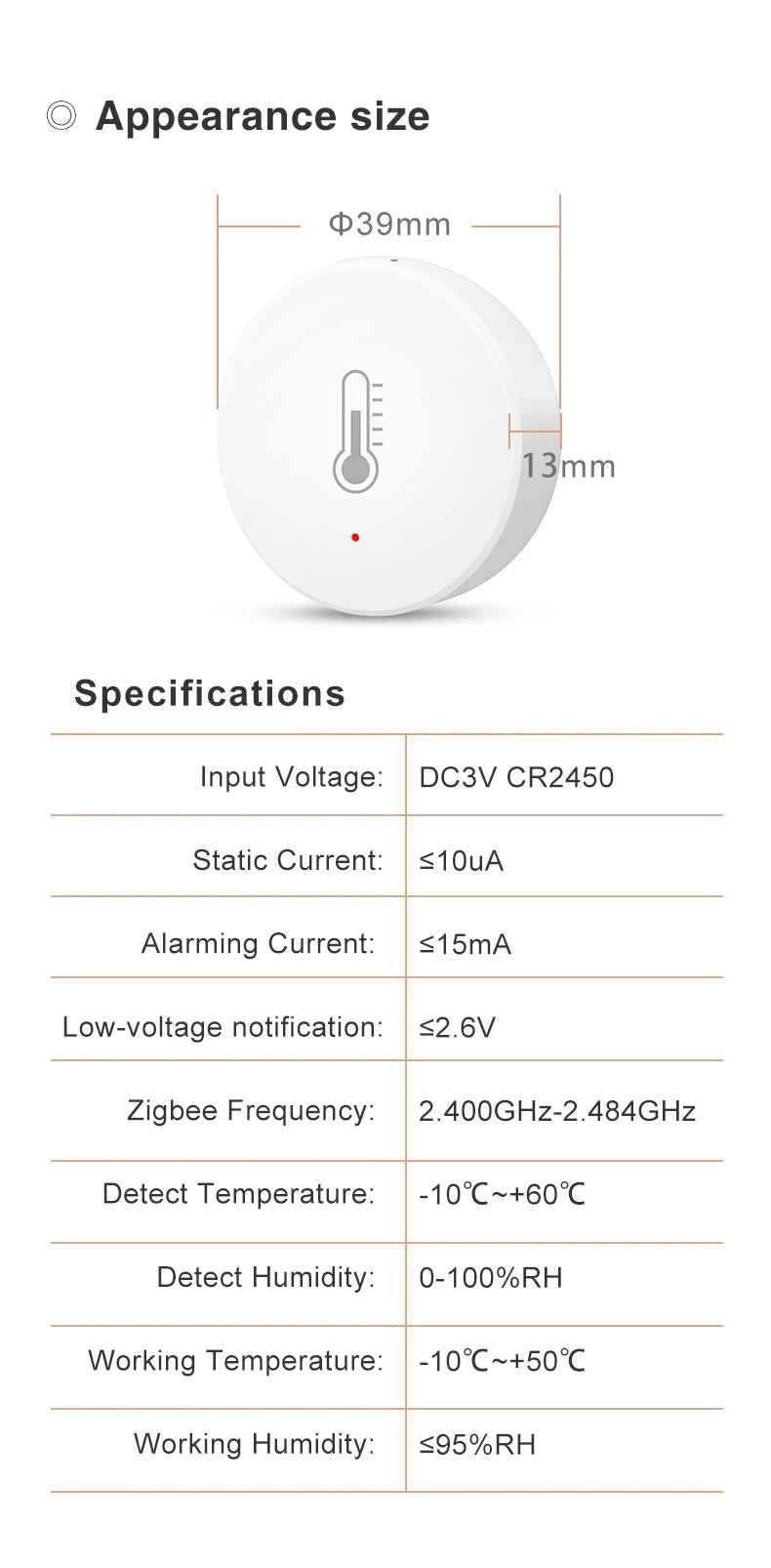 Zigbee Temperature & Humidity Sensor – Smart Tuya Hygrometer for Home Automation