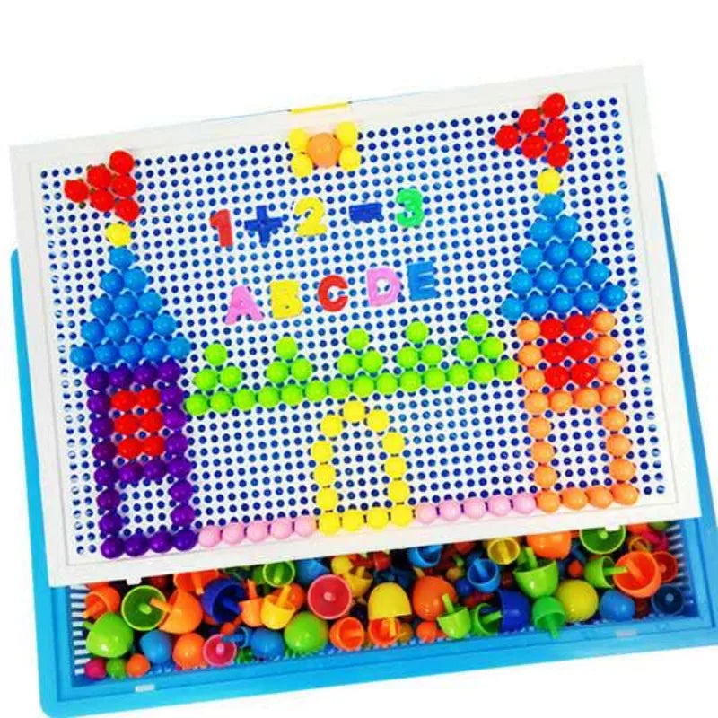 296PCS 3D Puzzle STEM Building Toy – Educational Mushroom Peg Board Game for Kids