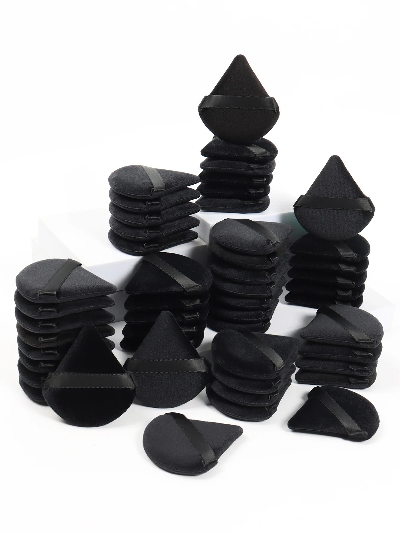 Black Triangle Powder Puff – Soft Velvet Makeup Sponge for Foundation & Powder