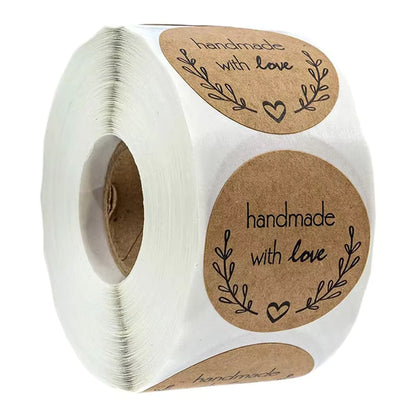 Vintage Kraft Paper Thank You Stickers – Handmade With Love Scrapbook & Gift Labels