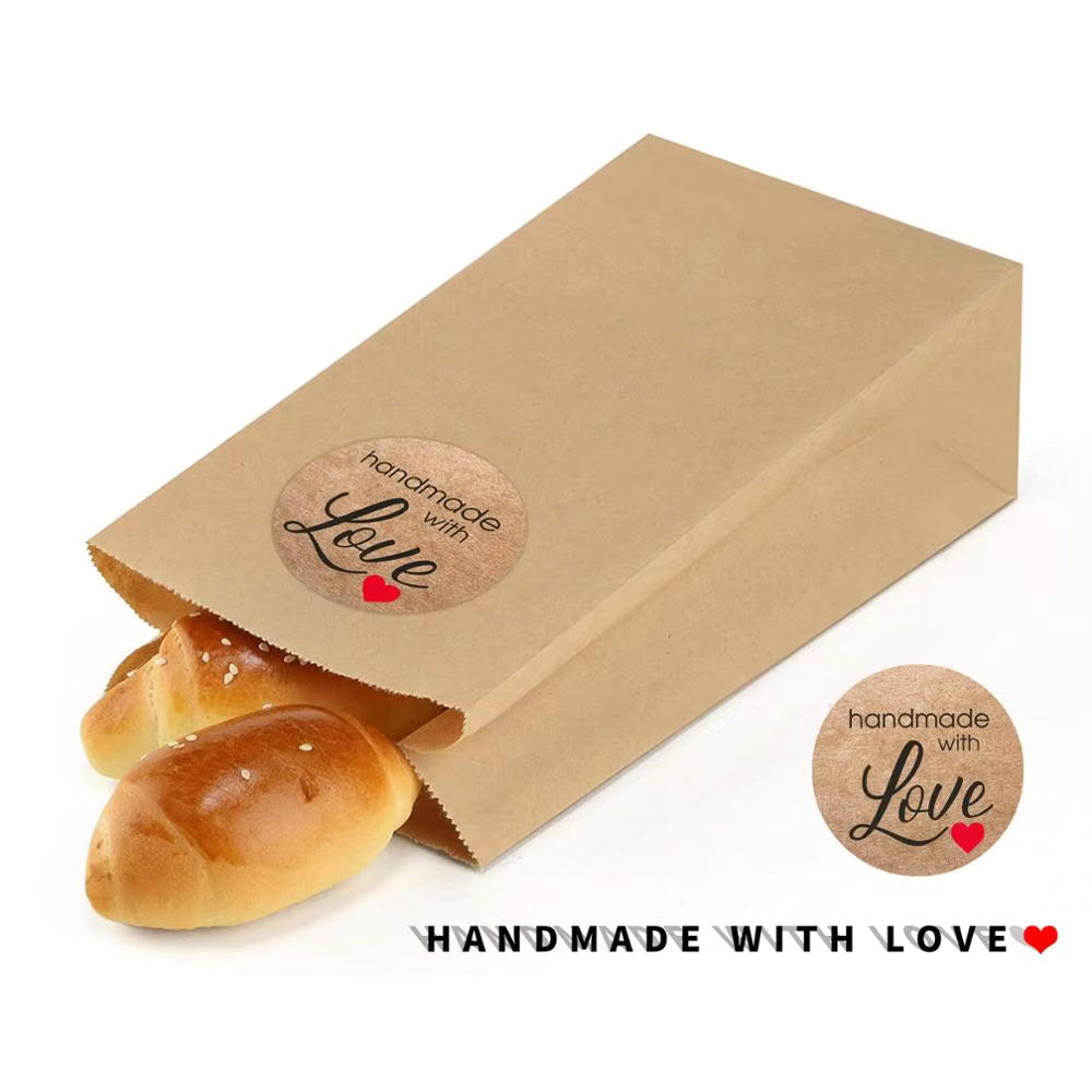 Vintage Kraft Paper Thank You Stickers – Handmade With Love Scrapbook & Gift Labels