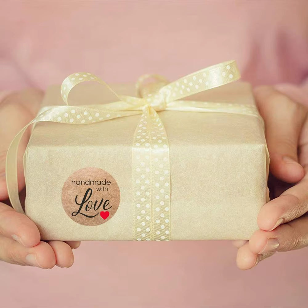 Vintage Kraft Paper Thank You Stickers – Handmade With Love Scrapbook & Gift Labels