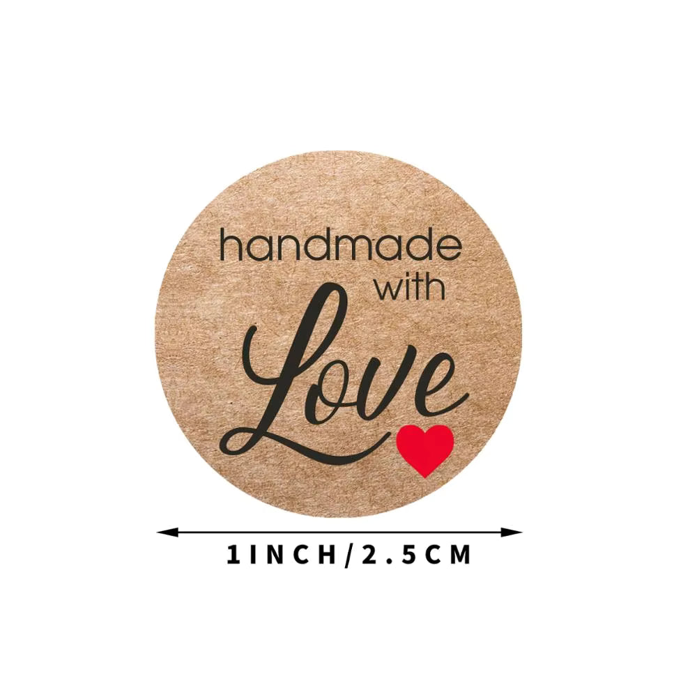 Vintage Kraft Paper Thank You Stickers – Handmade With Love Scrapbook & Gift Labels
