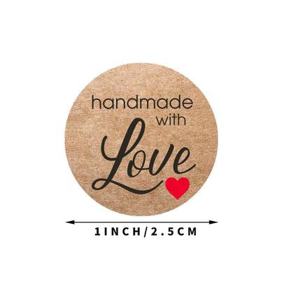Vintage Kraft Paper Thank You Stickers – Handmade With Love Scrapbook & Gift Labels