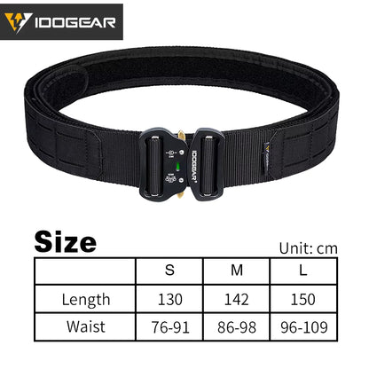 IDOGEAR Tactical Belt – MOLLE Laser-Cut Combat Belt with Quick Release Metal Buckle