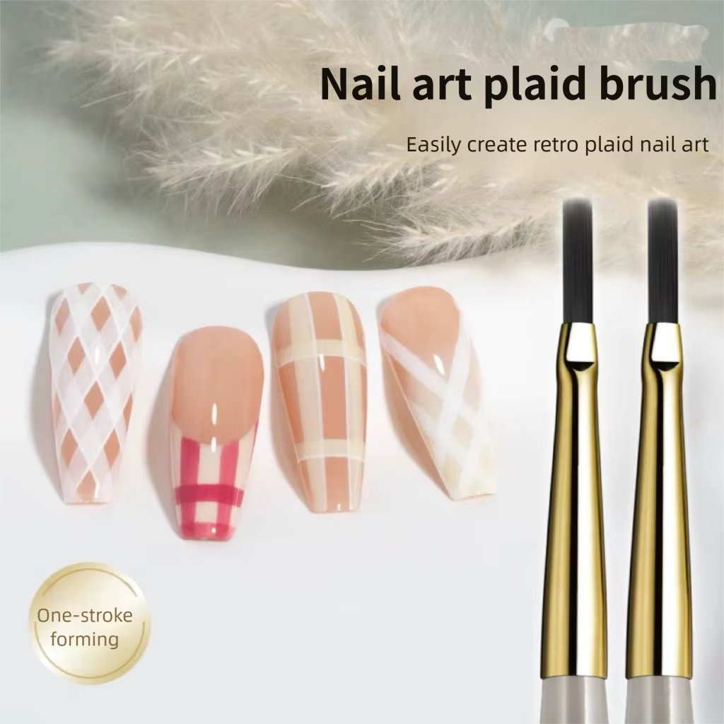 French Plaid Nail Art Brush Set – Line & Grid Drawing Pen for UV Gel Nail Design