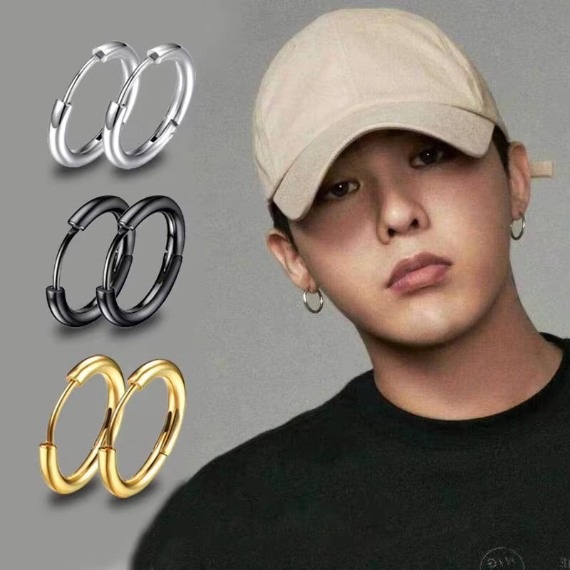 Gold Stainless Steel Hoop Earrings – Small Huggie Earrings for Women & Men