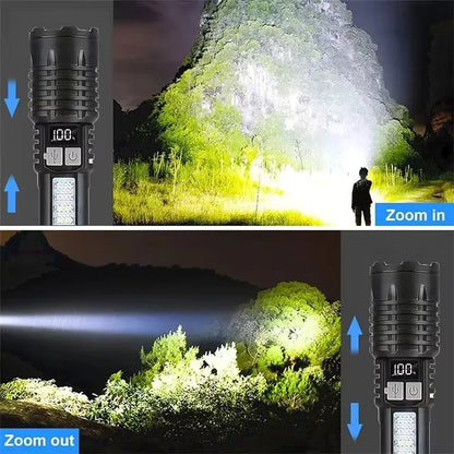 Rechargeable LED Flashlight – High Power Type-C COB Torch for Camping, Hiking & Emergency Use
