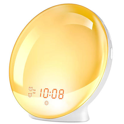 Wake Up Light Alarm Clock – Sunrise Simulation Clock with FM Radio & 7 Color Night Light