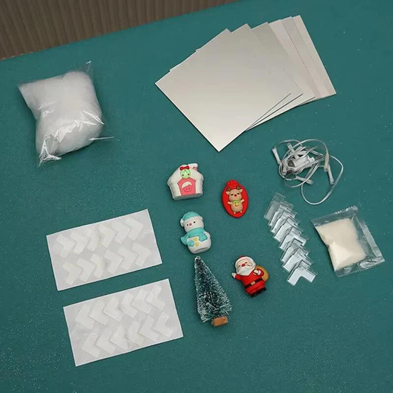 Santa Claus Night Light Cube Design Home Christmas Snow Scene Decor