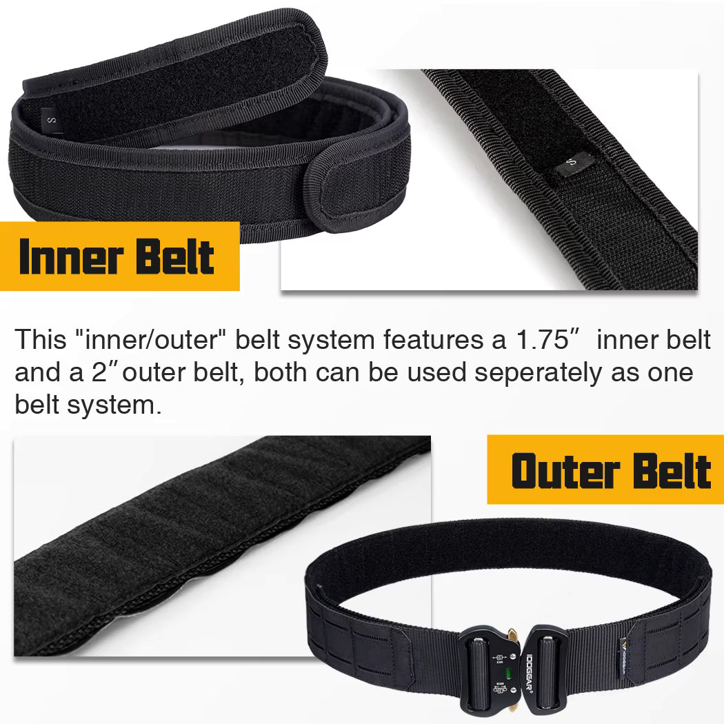 IDOGEAR Tactical Belt – MOLLE Laser-Cut Combat Belt with Quick Release Metal Buckle