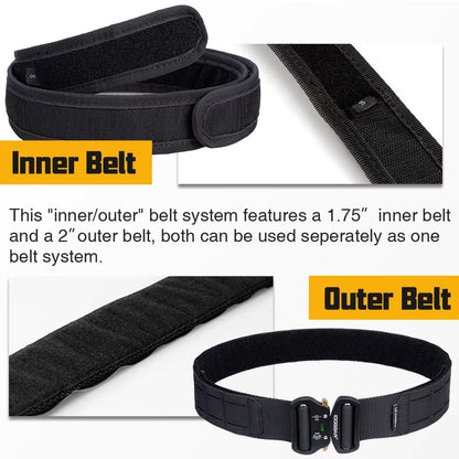 IDOGEAR Tactical Belt – MOLLE Laser-Cut Combat Belt with Quick Release Metal Buckle