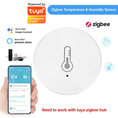 Zigbee Temperature & Humidity Sensor – Smart Tuya Hygrometer for Home Automation