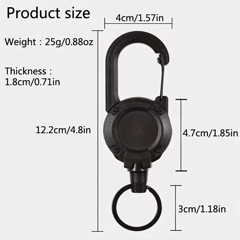 Heavy Duty Retractable Keychain Badge Reel – Extendable Carabiner Clip Holder for Keys & Bags