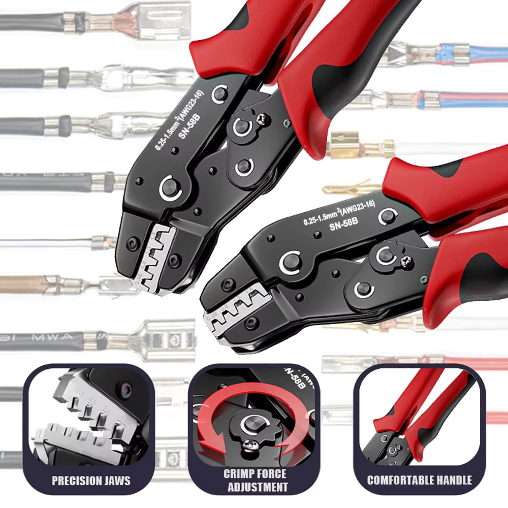 SN-58B Ratcheting Crimping Tool Set – Dupont JST Molex Terminal Crimper for PCIE & SATA Pins