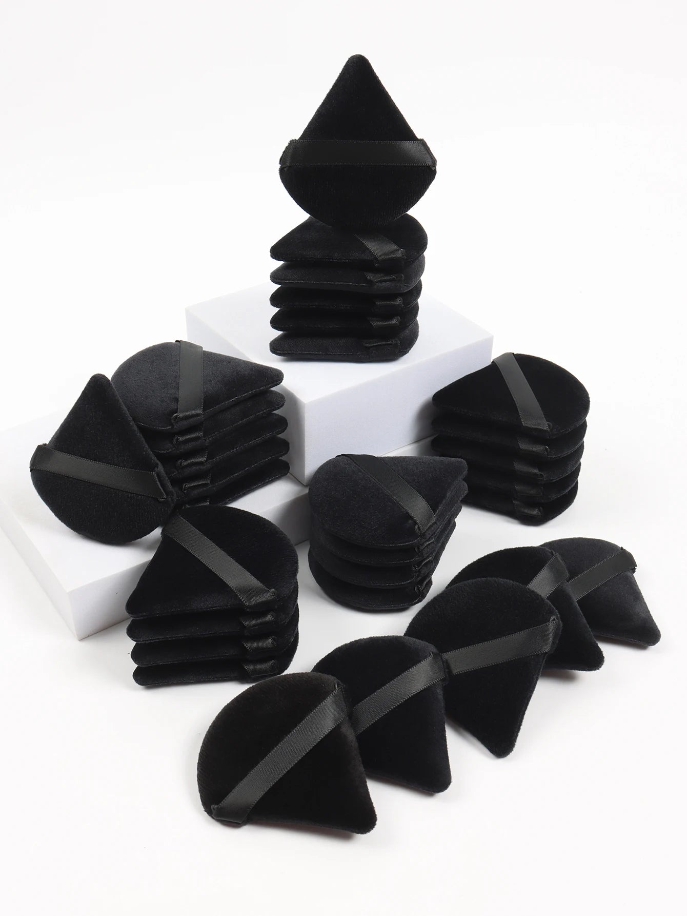 Black Triangle Powder Puff – Soft Velvet Makeup Sponge for Foundation & Powder