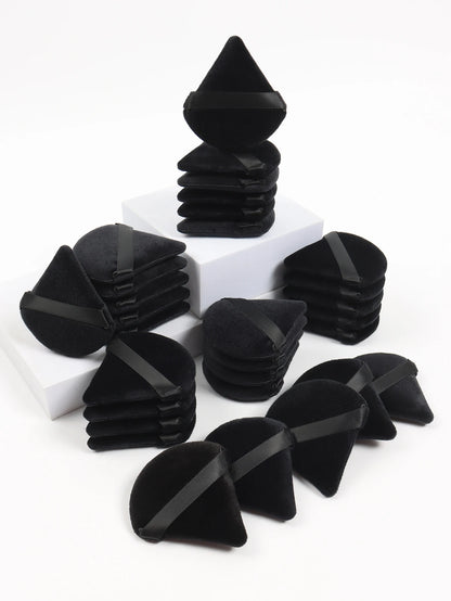 Black Triangle Powder Puff – Soft Velvet Makeup Sponge for Foundation & Powder
