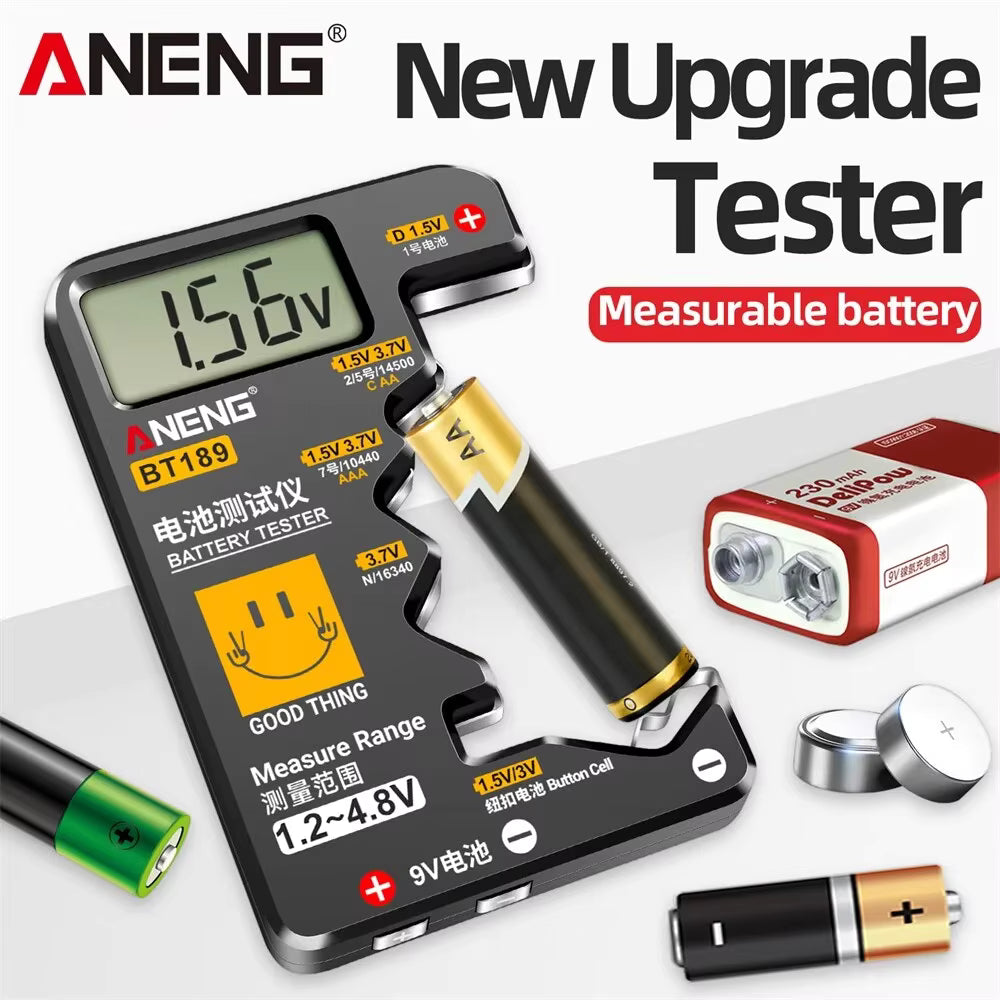 ANENG BT189 Battery Tester – Universal LCD Battery Checker for AA AAA 9V Button Cells