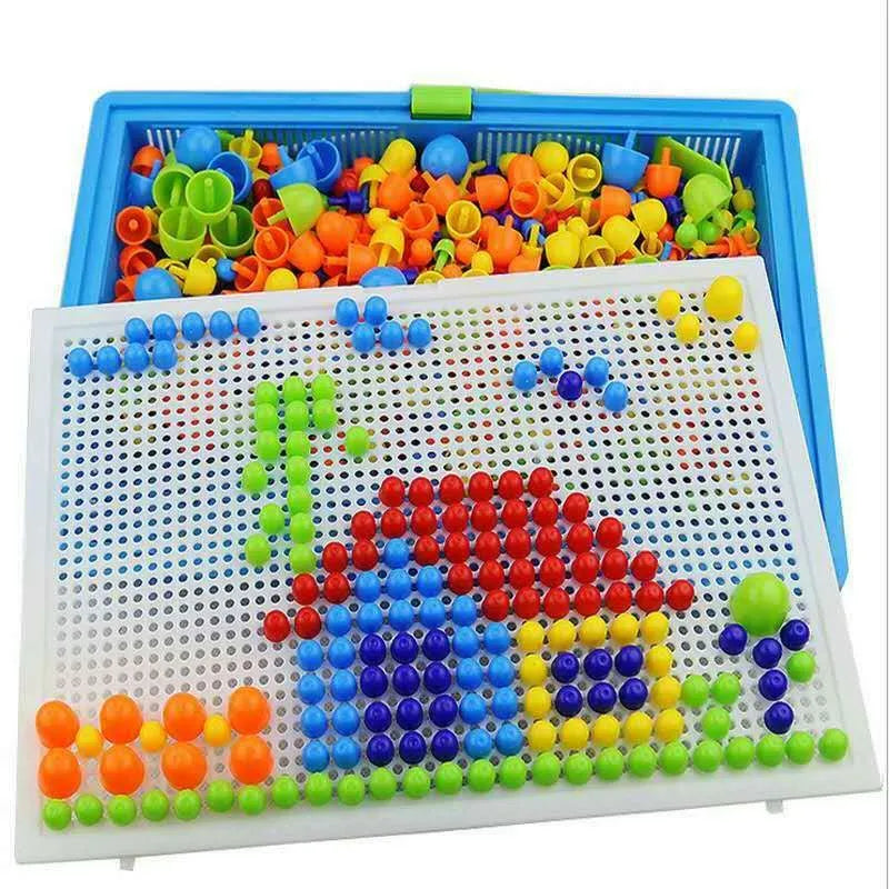 296PCS 3D Puzzle STEM Building Toy – Educational Mushroom Peg Board Game for Kids