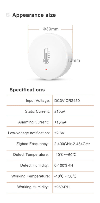 Zigbee Temperature & Humidity Sensor – Smart Tuya Hygrometer for Home Automation
