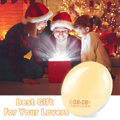 Wake Up Light Alarm Clock – Sunrise Simulation Clock with FM Radio & 7 Color Night Light