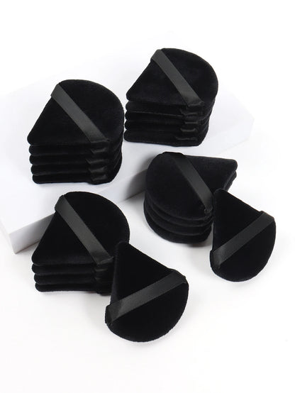 Black Triangle Powder Puff – Soft Velvet Makeup Sponge for Foundation & Powder
