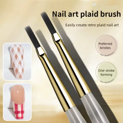 French Plaid Nail Art Brush Set – Line & Grid Drawing Pen for UV Gel Nail Design