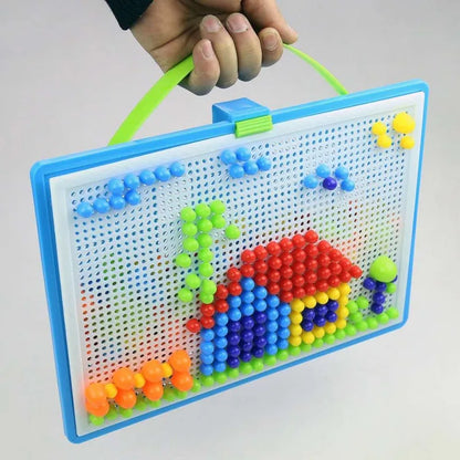 296PCS 3D Puzzle STEM Building Toy – Educational Mushroom Peg Board Game for Kids