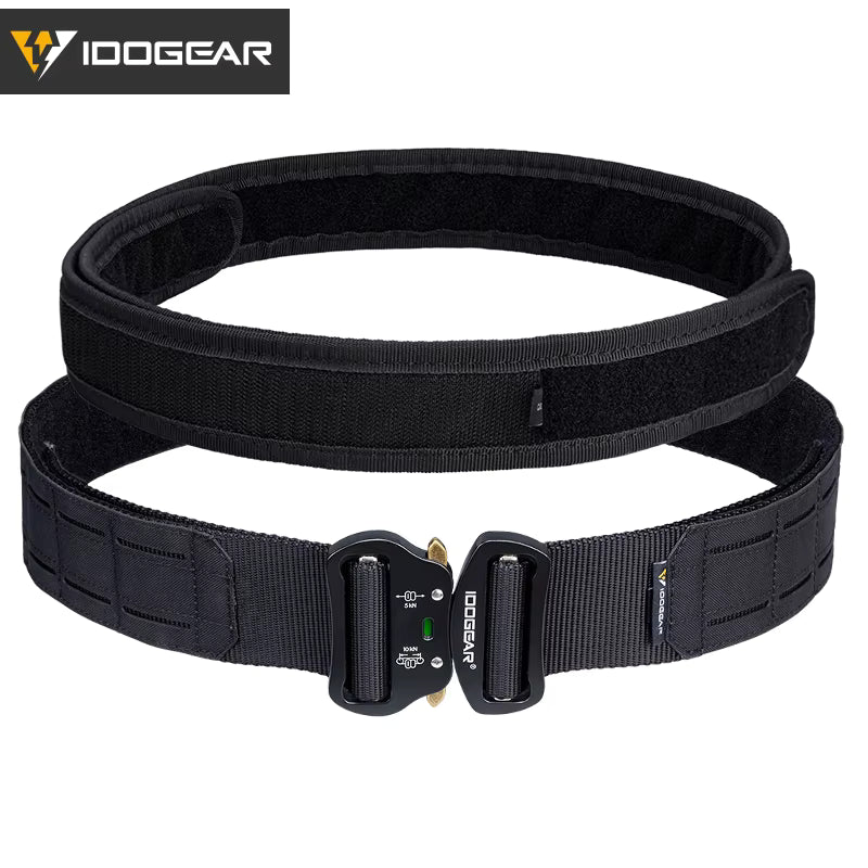 IDOGEAR Tactical Belt – MOLLE Laser-Cut Combat Belt with Quick Release Metal Buckle