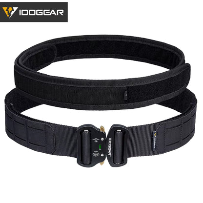 IDOGEAR Tactical Belt – MOLLE Laser-Cut Combat Belt with Quick Release Metal Buckle