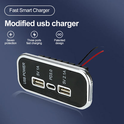 35.5W PD Car Charger Socket – Dual USB & Type-C Fast Charging Power Adapter for Vehicles