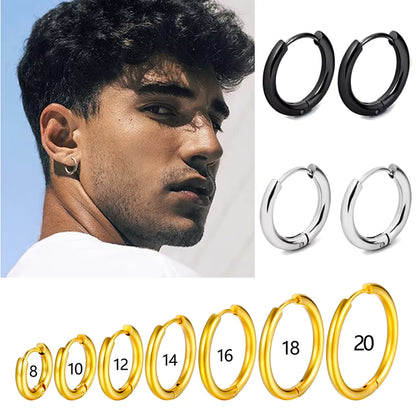 Gold Stainless Steel Hoop Earrings – Small Huggie Earrings for Women & Men