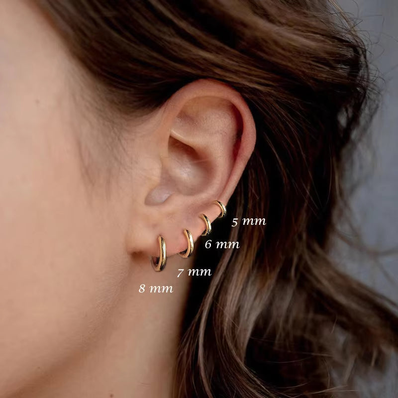 Gold Stainless Steel Hoop Earrings – Small Huggie Earrings for Women & Men