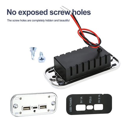 35.5W PD Car Charger Socket – Dual USB & Type-C Fast Charging Power Adapter for Vehicles
