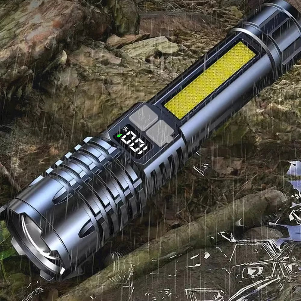 Rechargeable LED Flashlight – High Power Type-C COB Torch for Camping, Hiking & Emergency Use