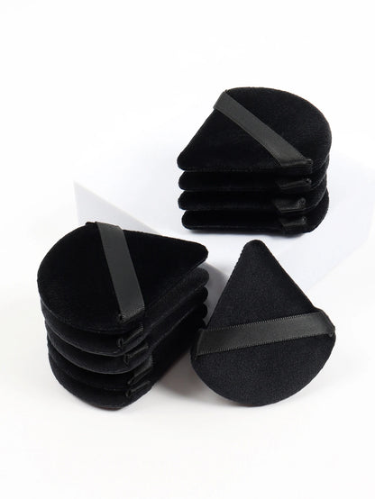 Black Triangle Powder Puff – Soft Velvet Makeup Sponge for Foundation & Powder