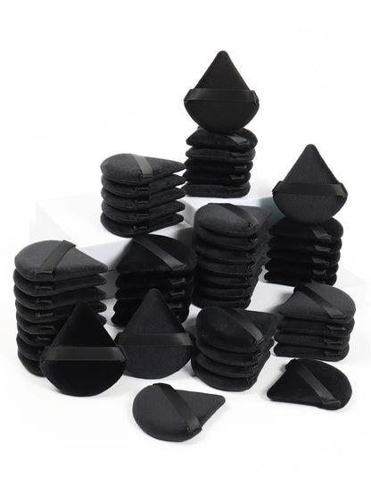 Black Triangle Powder Puff – Soft Velvet Makeup Sponge for Foundation & Powder