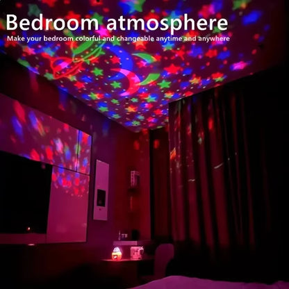 LED Starry Sky Projector Light – USB Rotating Moon & Star Night Lamp for Room Decor
