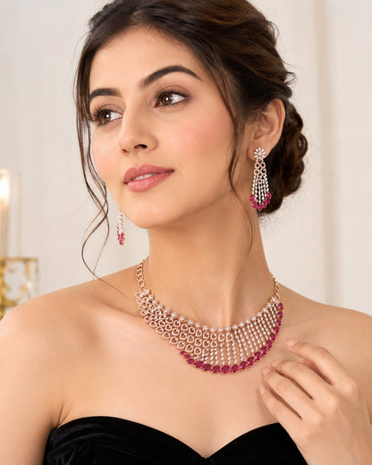925 Sterling Silver Semi-Precious Gemstone Statement Necklace Set for Women