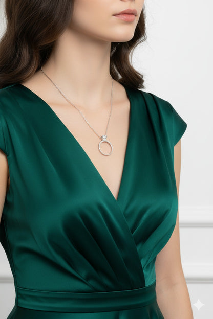 925 Sterling Silver Semi-Precious Stone Pendant Necklace for Women