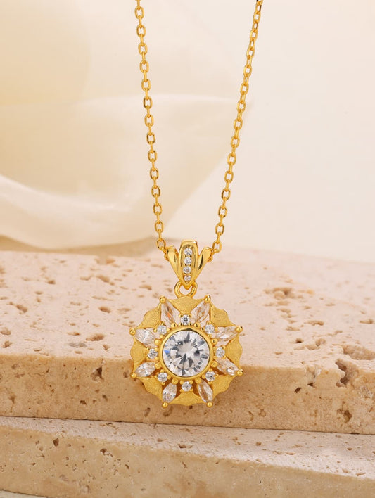 Elegant Pear-Cut Semiprecious Gemstone Pendant Necklace in 18K Gold Plated 925 Sterling Silver