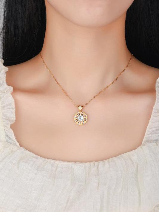 Elegant Pear-Cut Semiprecious Gemstone Pendant Necklace in 18K Gold Plated 925 Sterling Silver